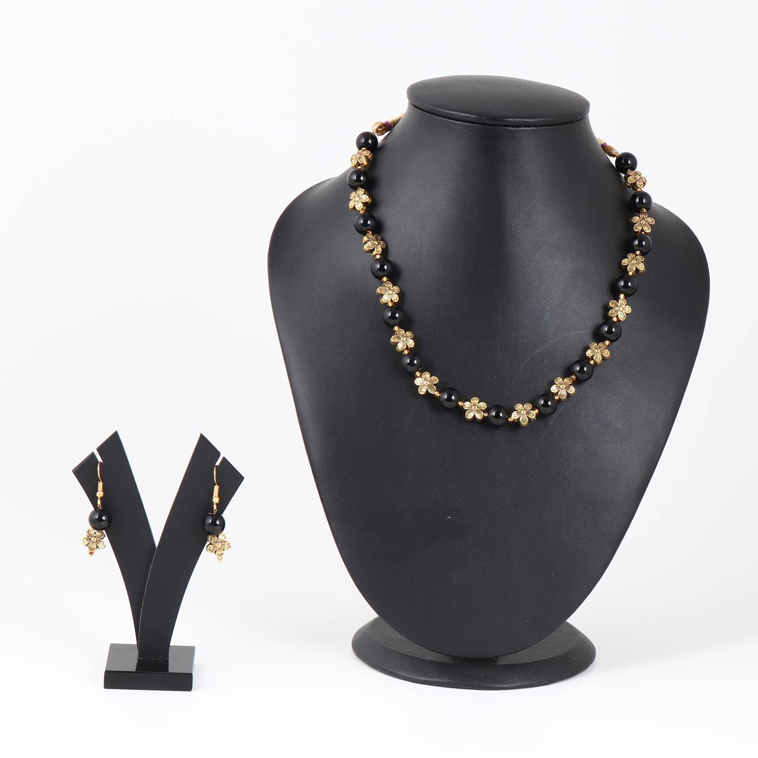 angels jewels Brass Gold-plated Black Jewellery Set
