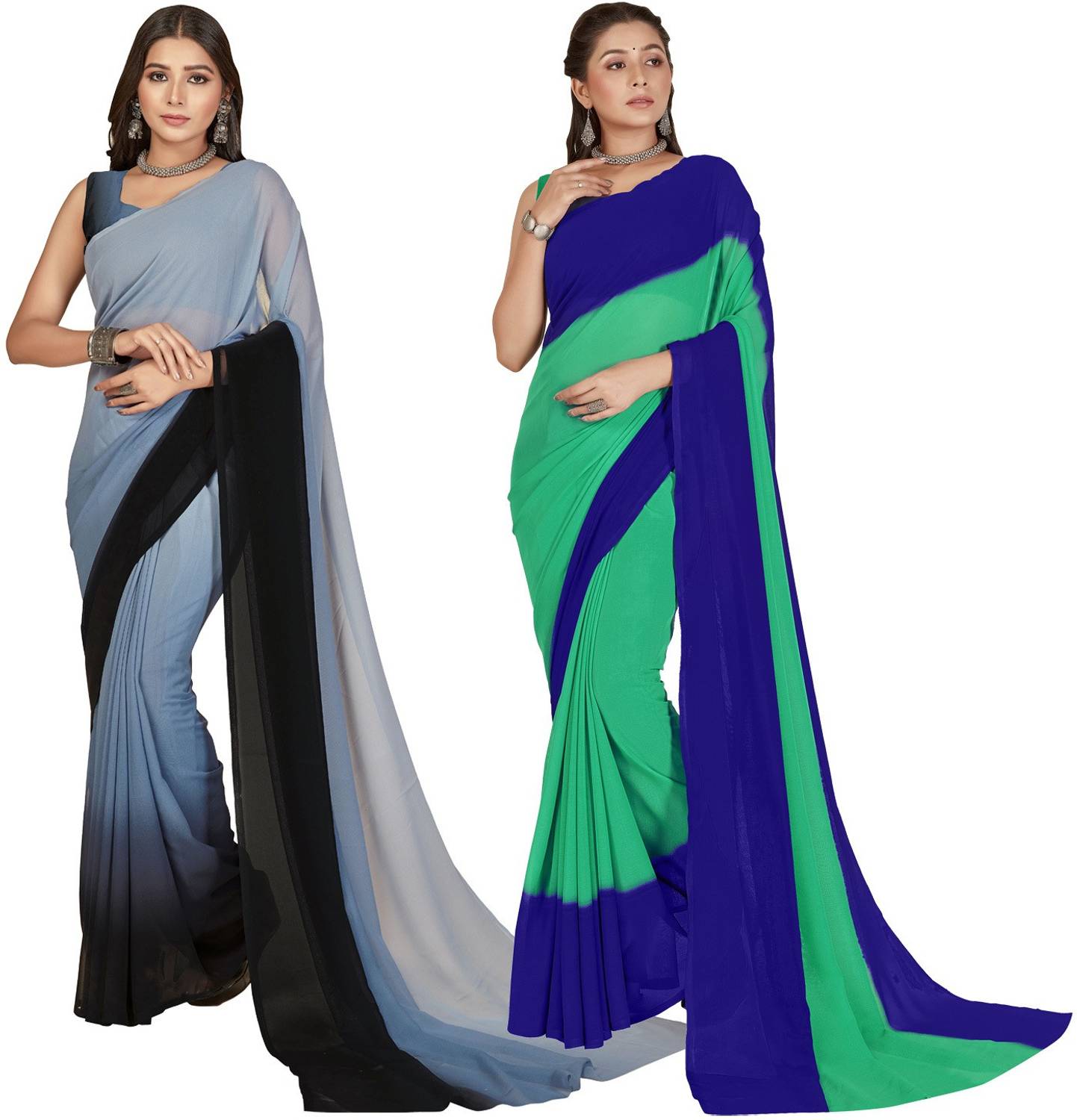 Anand Sarees Color Block, Ombre Bollywood Georgette Saree