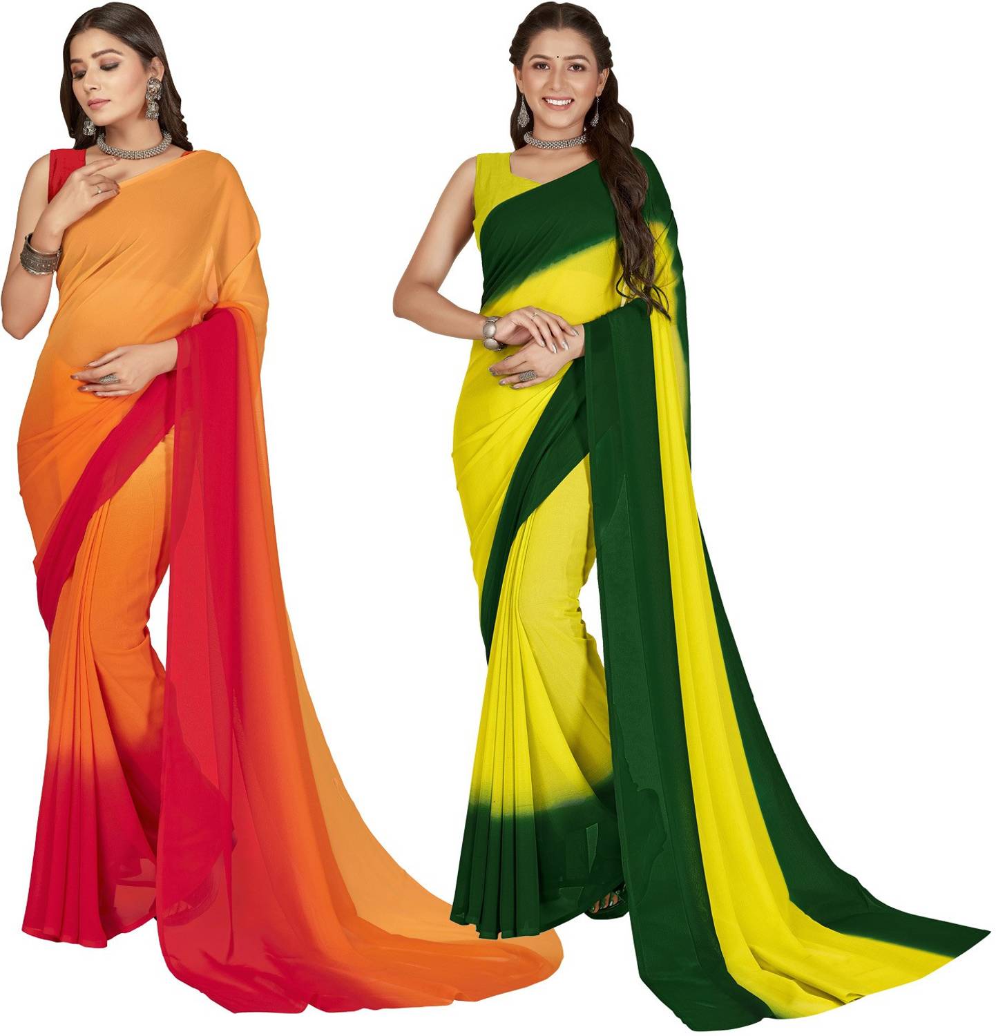 Anand Sarees Color Block, Ombre Bollywood Georgette Saree