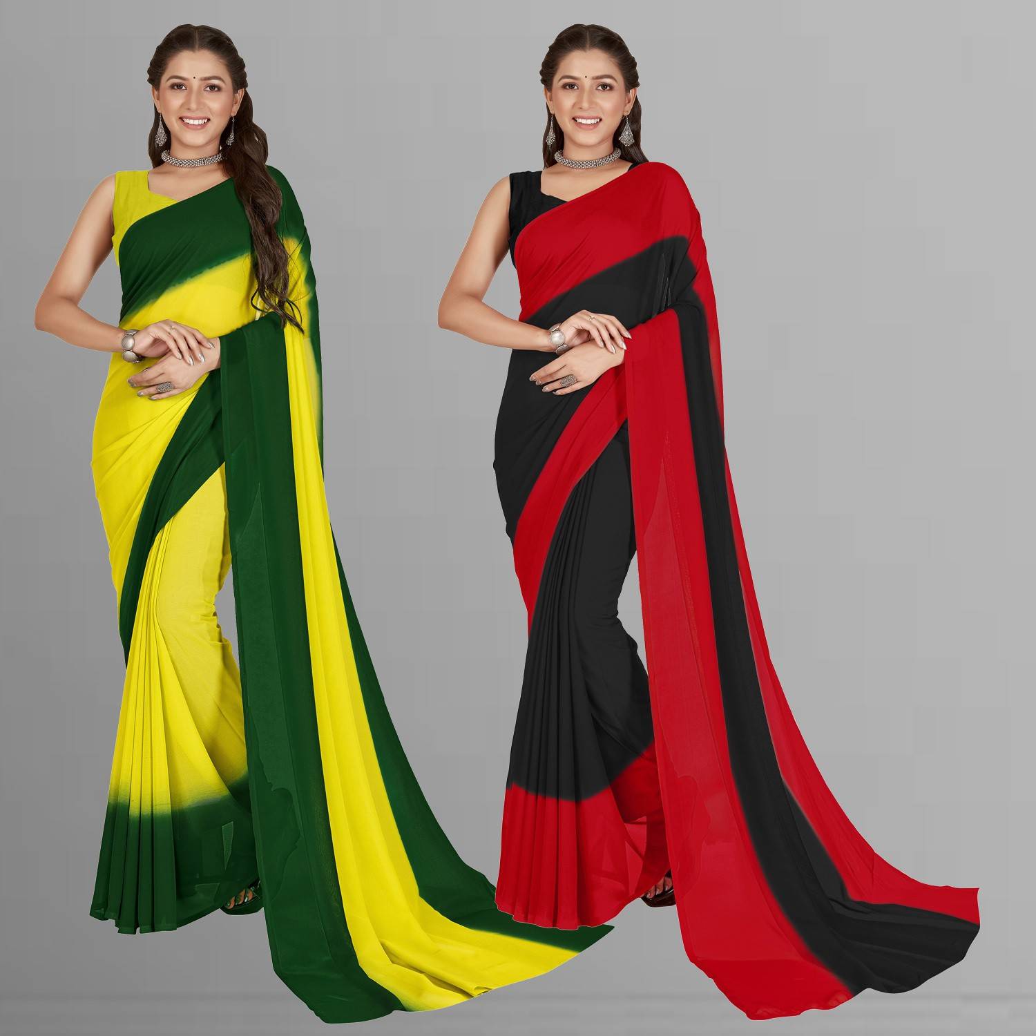 Anand Sarees Ombre, Striped, Dyed Bollywood Georgette Saree
