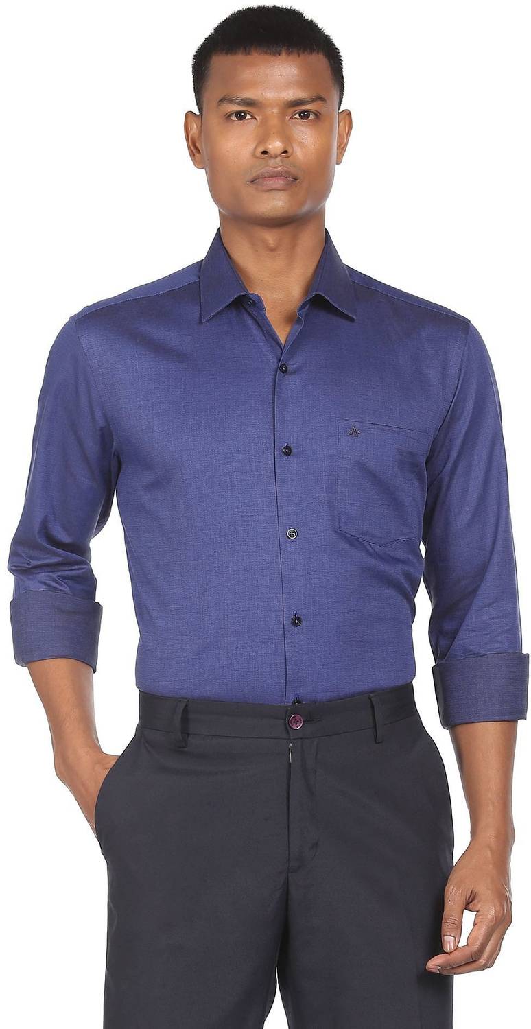 ARROW Men Self Design Formal Blue Shirt