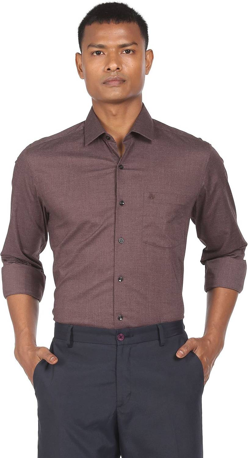 ARROW Men Solid Casual Brown Shirt