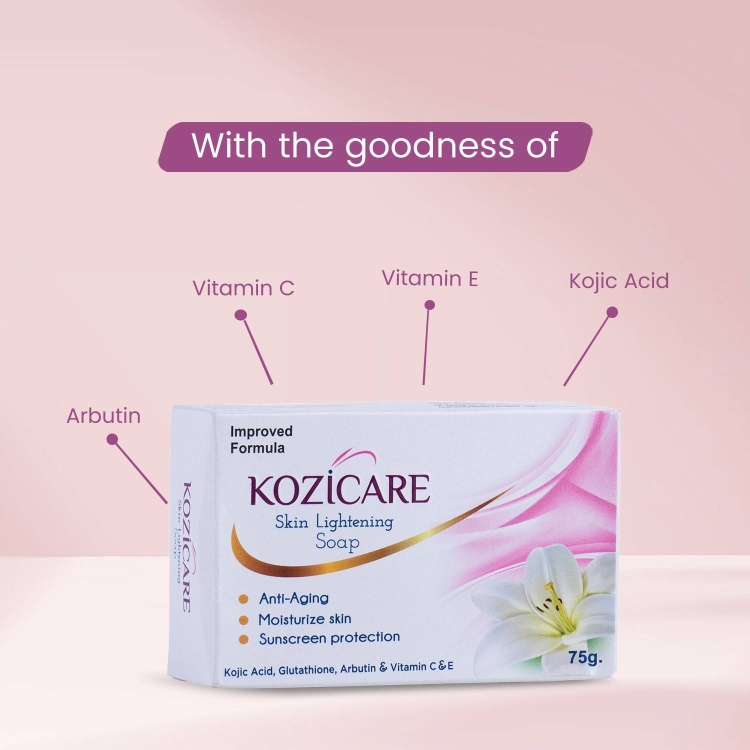 Kozicare Skin Lightening Soap with Kojic Acid & Arbutin (Pack of ... more