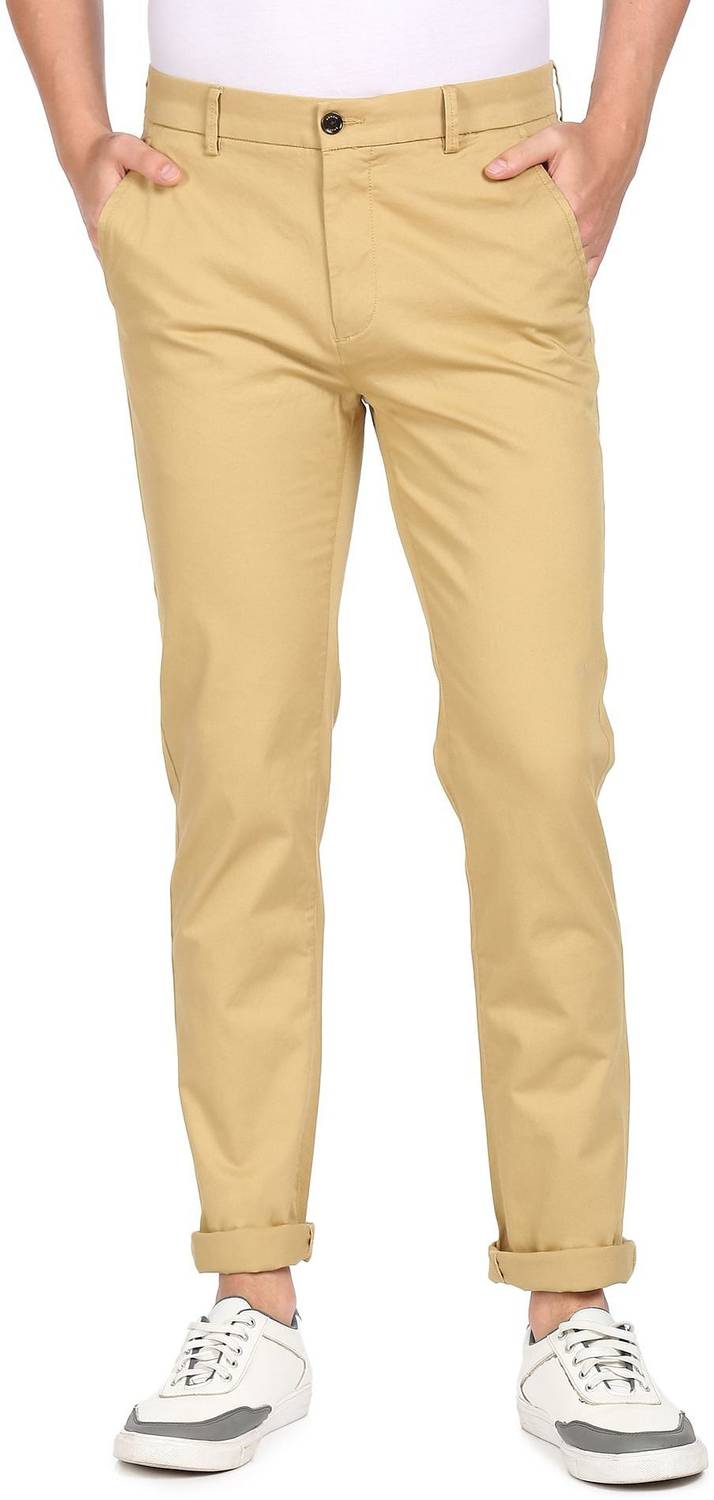 Arrow Sport Slim Fit Men Beige Trousers