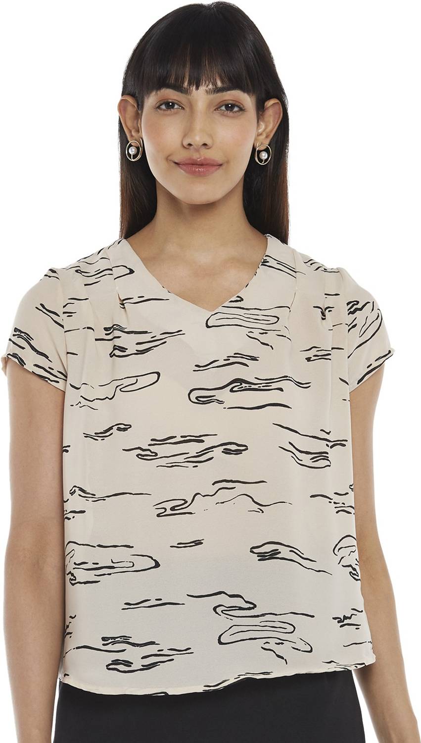 Annabelle by Pantaloons Casual Printed Women Beige Top