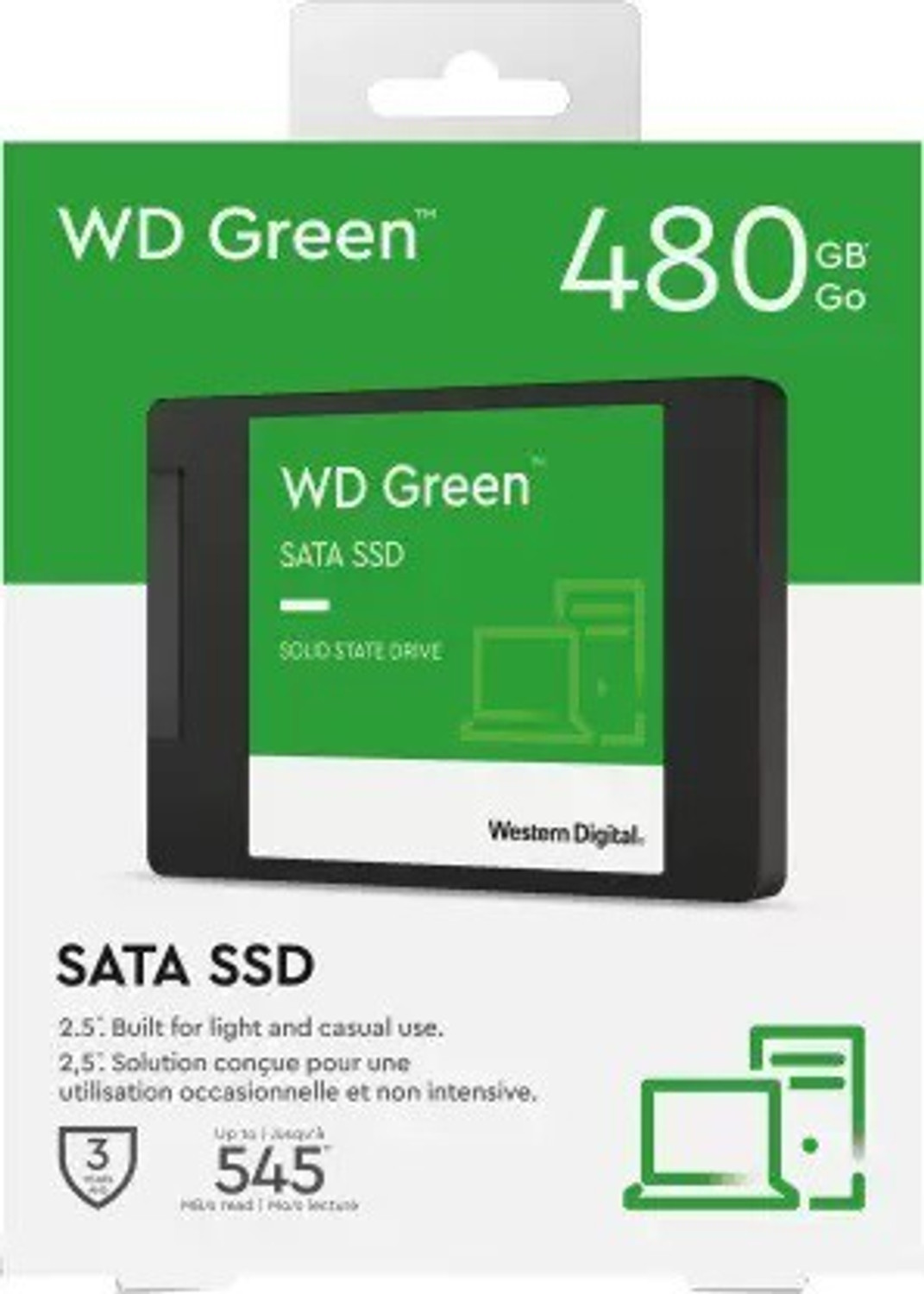 Image of WD Green 480 GB Desktop Green SATA III Internal Solid State Drive (SSD) (480GB 2.5-inch SATA III - WDS480G3G0A)