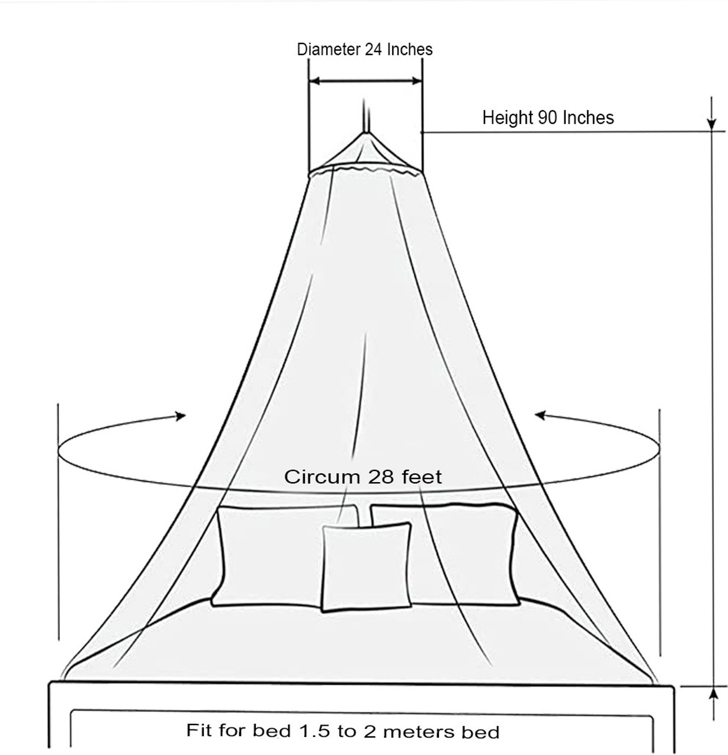 Image of Shree Kriday King Size Bed Hanging Round Polyester Washable Adults Mosquito Net
