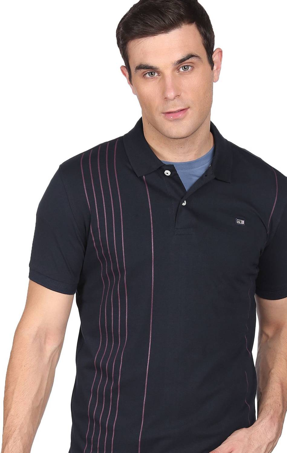 Arrow Sport Solid Men Polo Neck Blue T-Shirt
