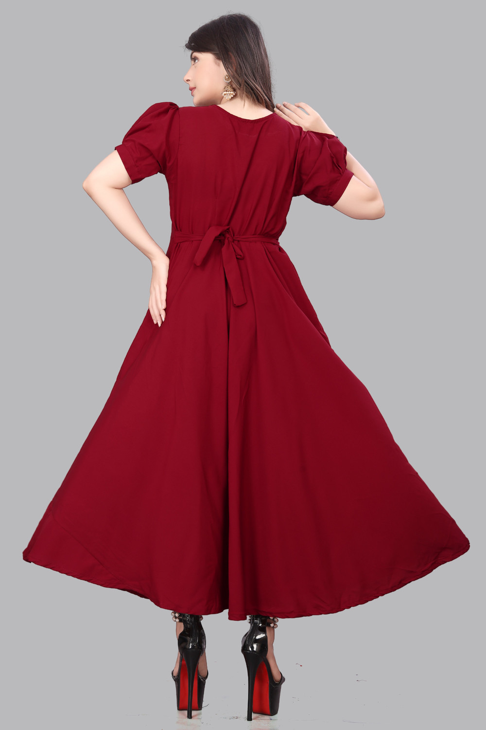 Image of OZEX Women A-line Purple Ankle Length Dress