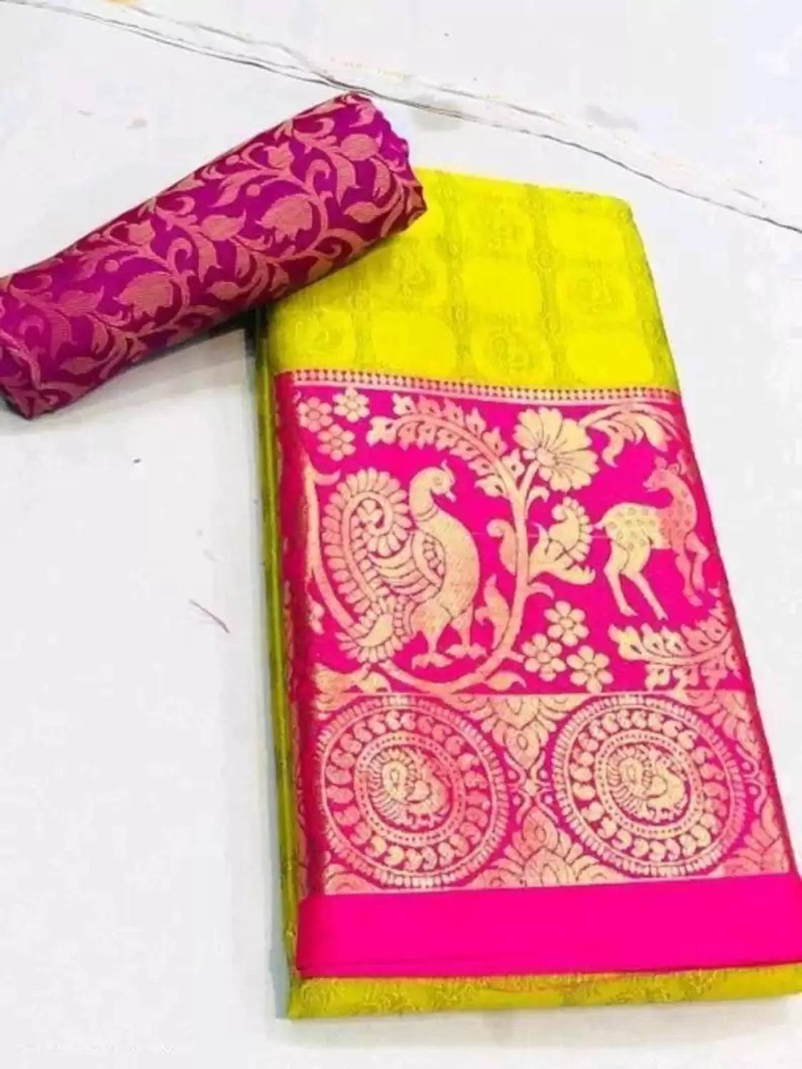 VRINDITA FASHION Woven Arani Pattu Art Silk, Cotton Silk Saree