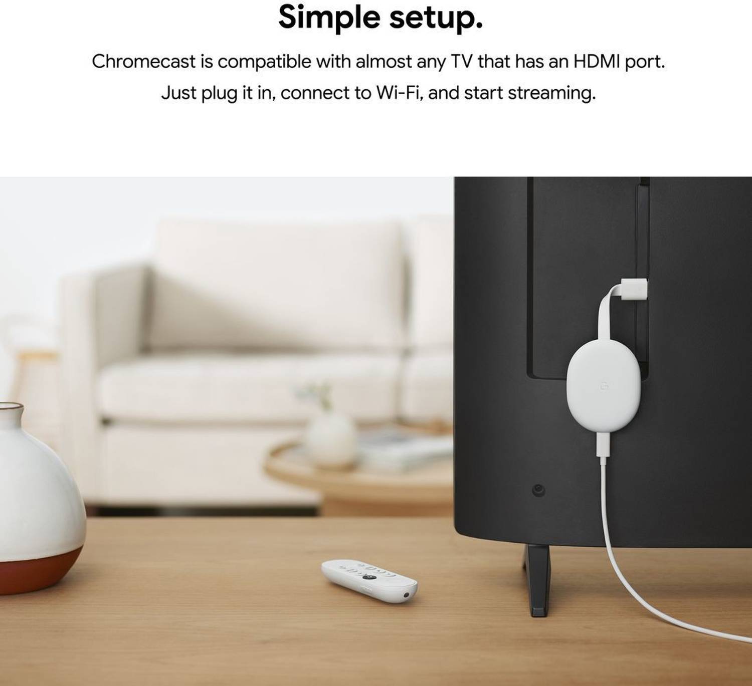Google Chromecast | (4K) Media Streaming Device (Snow)