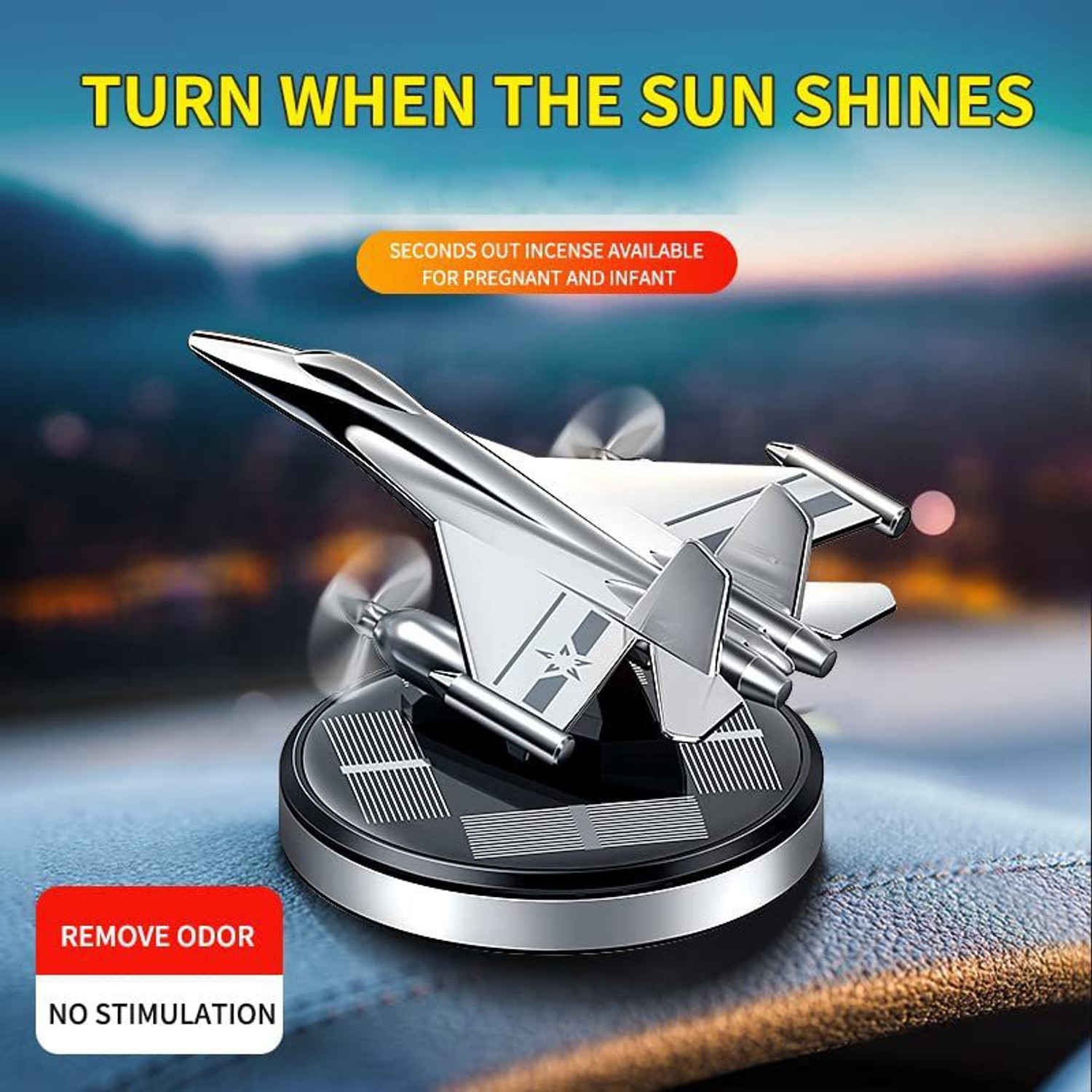 Image of LAVITRA universal Car Freshener Diffuser Trending New Jet helicopter glider Aeroplane Alloy Solar Car Air Freshener Aromatherapy Car Interior Decoration Accessories Fragrance for Home Office Decoration Perfume Solar Aeroplane Big