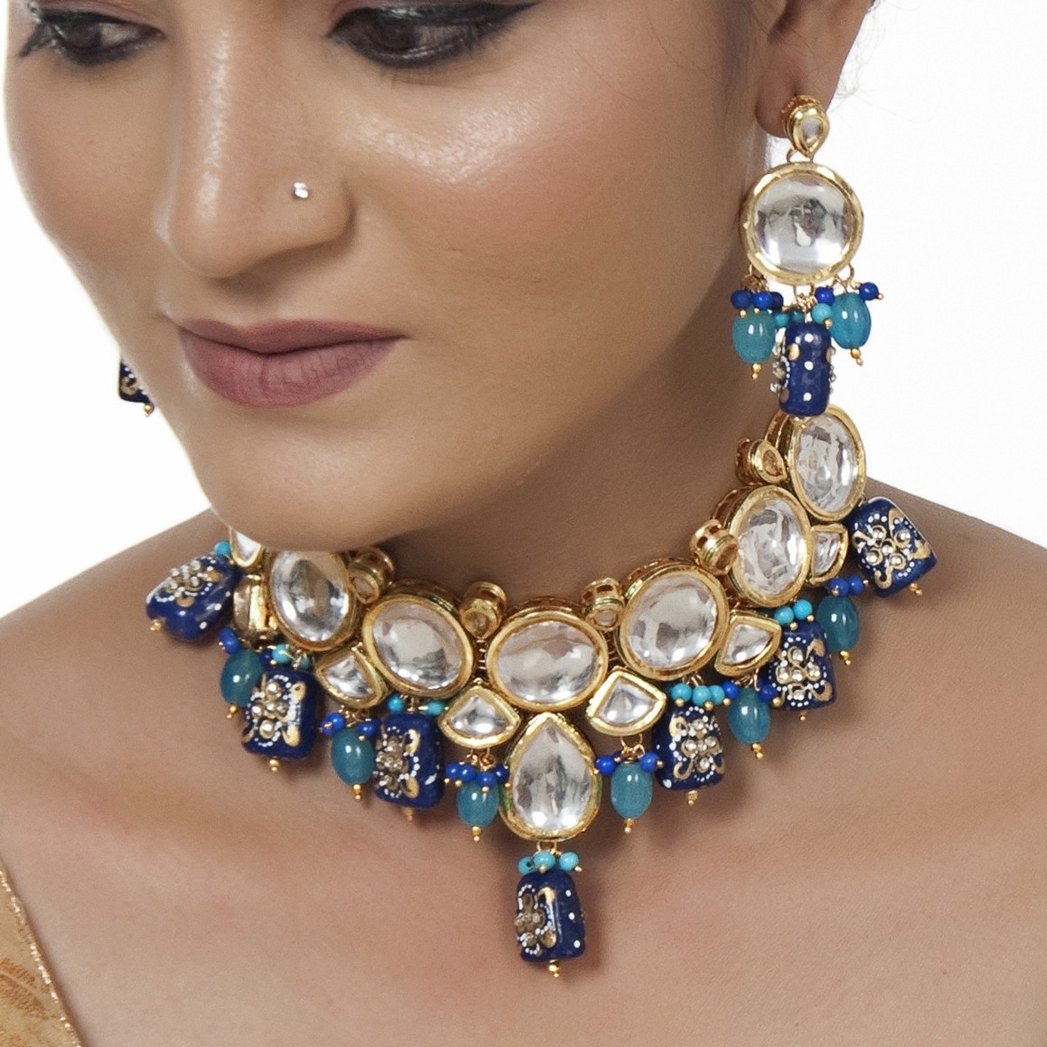 Image of Lucky Jewellery Copper Gold-plated Multicolor Jewellery Set