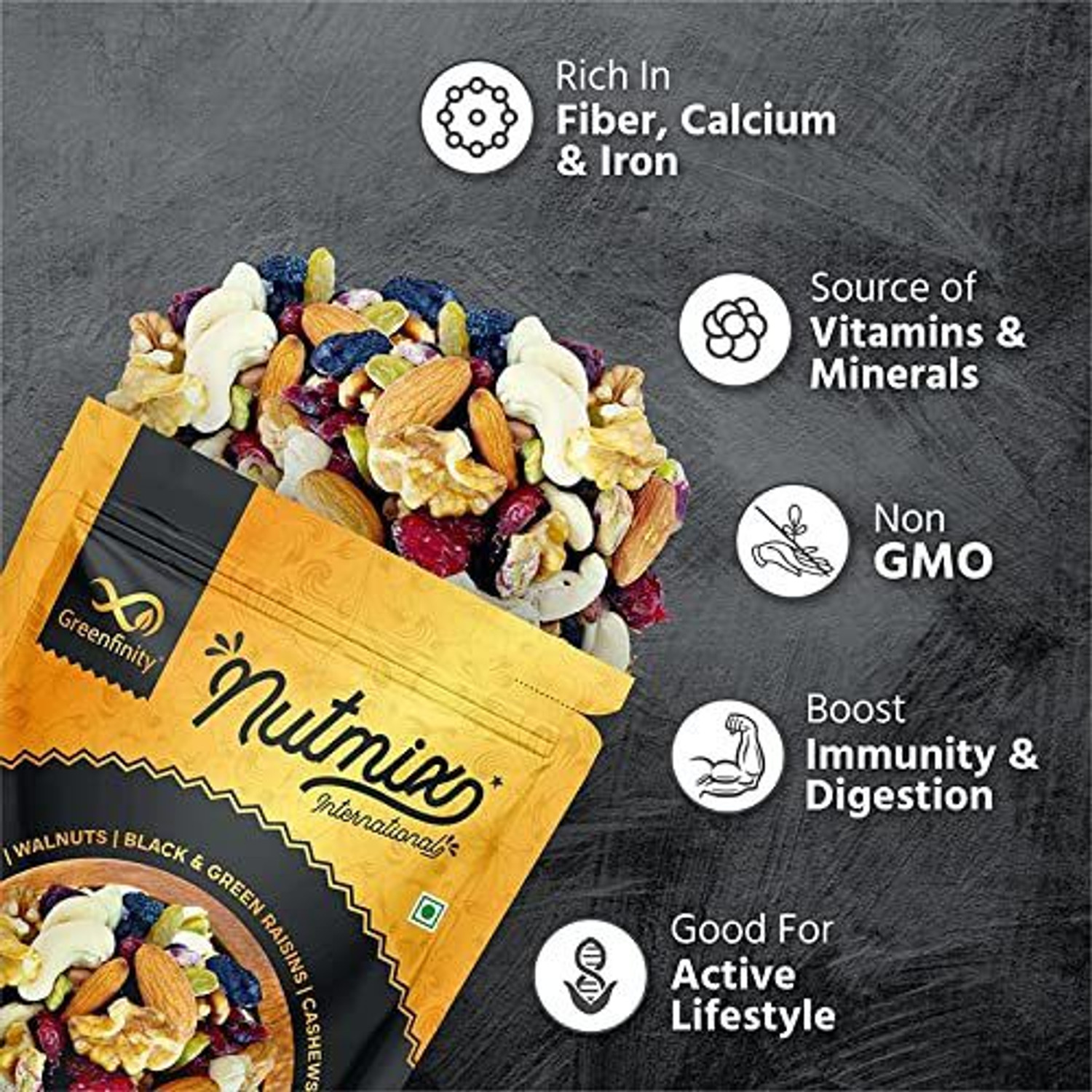 Image of Greenfinity Classic Nuts & Berries Medley, Premium Trail Mix | Mixed Dry Fruits
