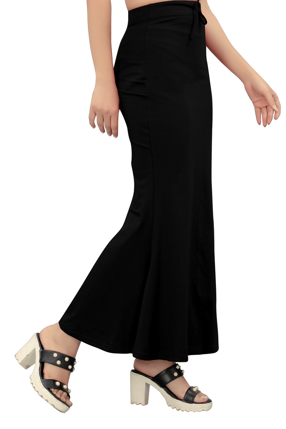 Image of KERMIT FishCut Black 3XL Saree Shapewear shapewear petticoat For saree Lycra Blend Petticoat