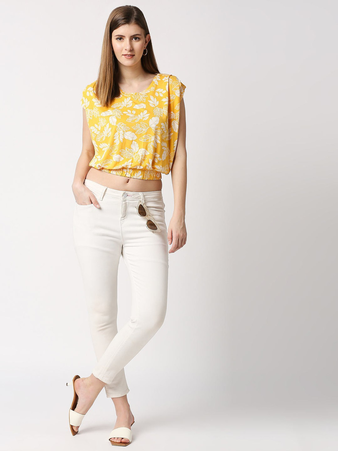 Image of Pepe Jeans Printed Women Crew Neck Yellow T-Shirt