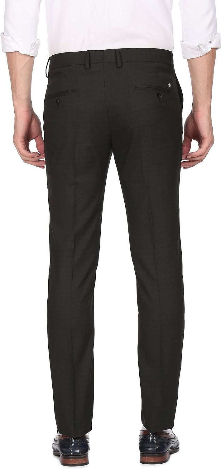 Image of ARROW Regular Fit Men Black Trousers