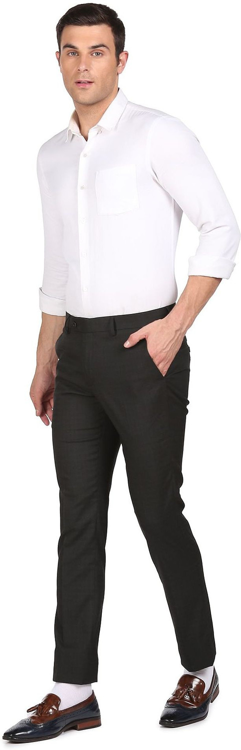 Image of ARROW Regular Fit Men Black Trousers