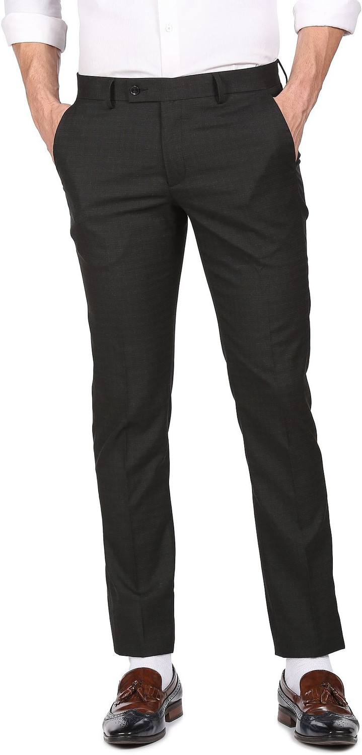 Image of ARROW Regular Fit Men Black Trousers
