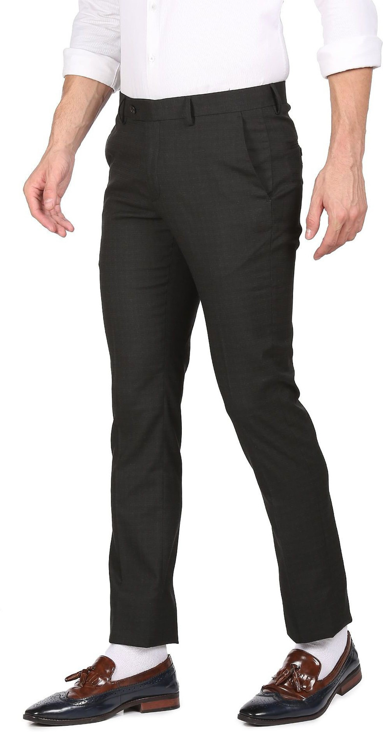 Image of ARROW Regular Fit Men Black Trousers