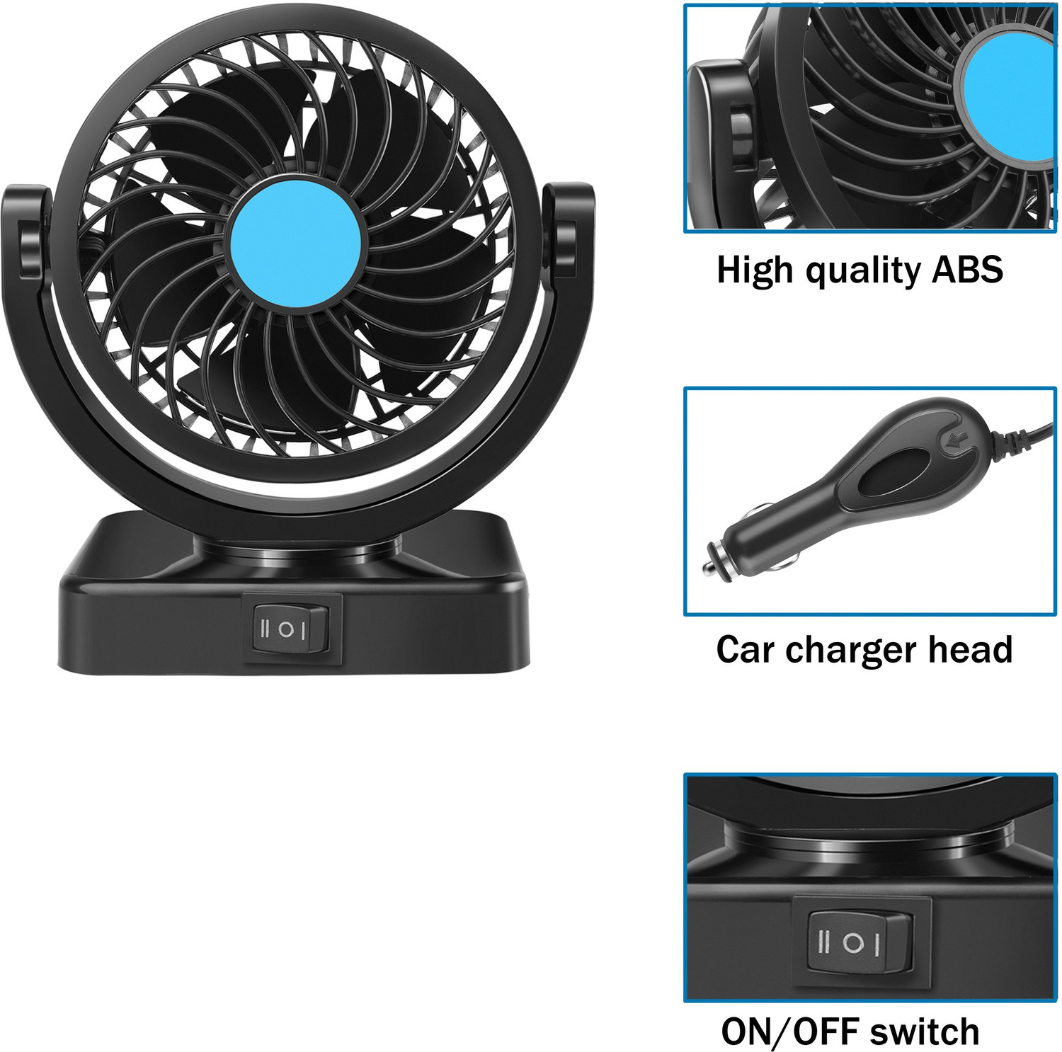 Image of YUNEIK Cooling Car Fan 360 Degree Rotatable For vehicle-Y 221 Car Interior Fan