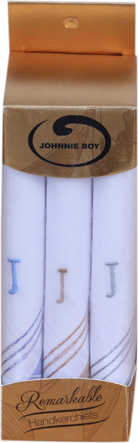 Image of Johnnie Boy cotton handkerchief for men & boys initials pack of 3 J embroidered handkerchief [ inchWhite inch] Handkerchief