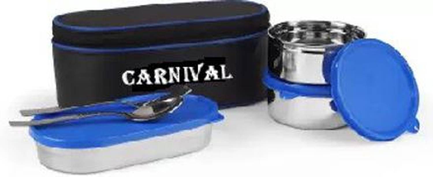 CARNIVAL Lunch Box | 3 Containers with Steel Spoon & Fork | School & Office Use 1 Containers Stainless Steel Office Lunch Box