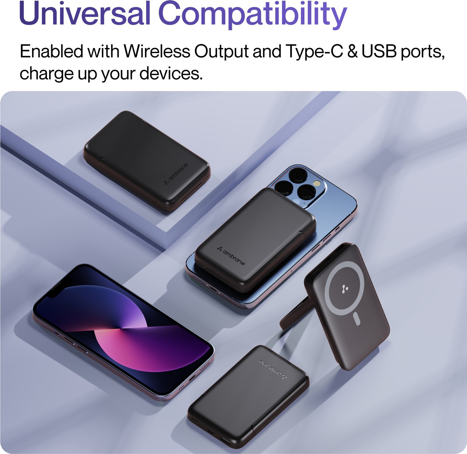 Image of Ambrane 10000 mAh 22.5 W Wireless Power Bank