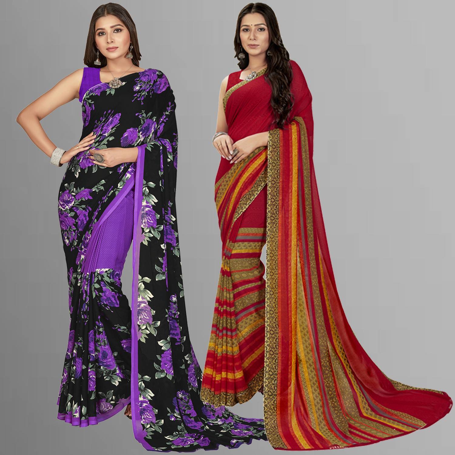 Anand Sarees Floral Print Daily Wear Georgette Saree