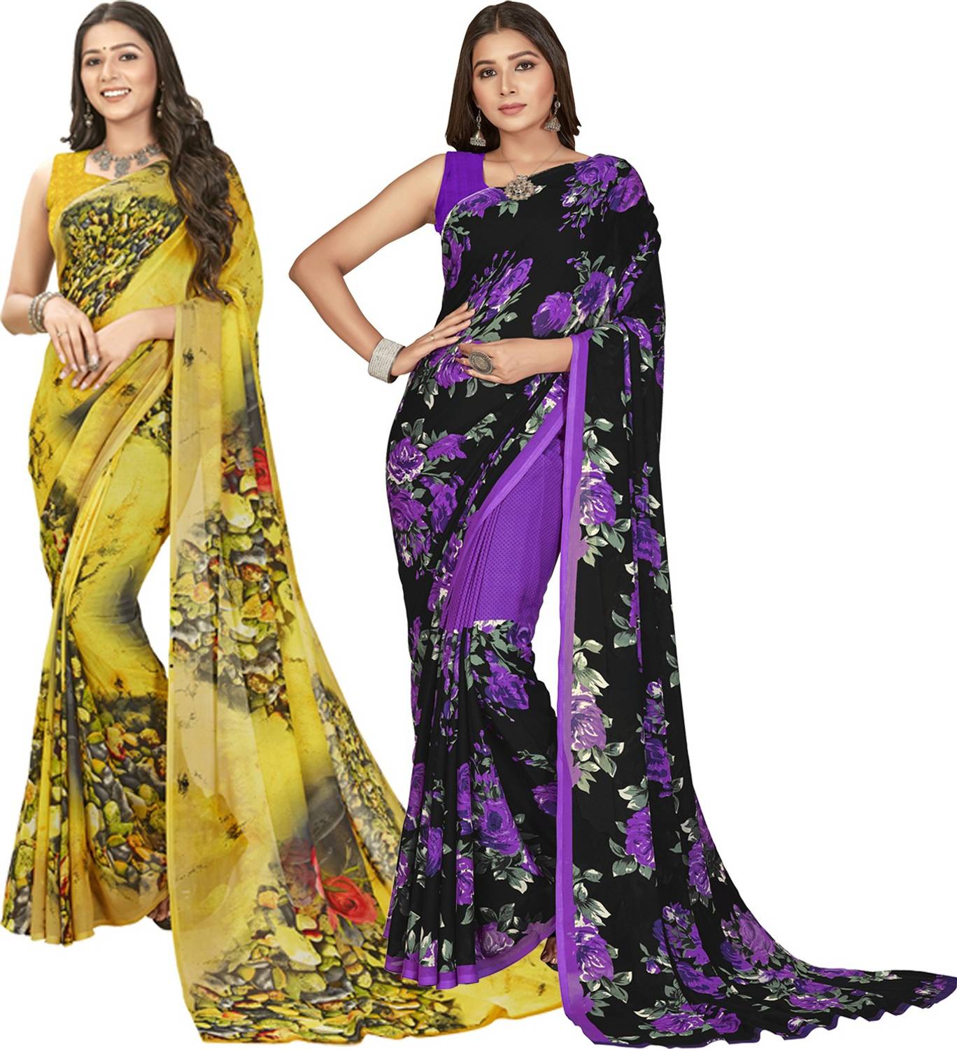 Anand Sarees Floral Print Daily Wear Georgette Saree