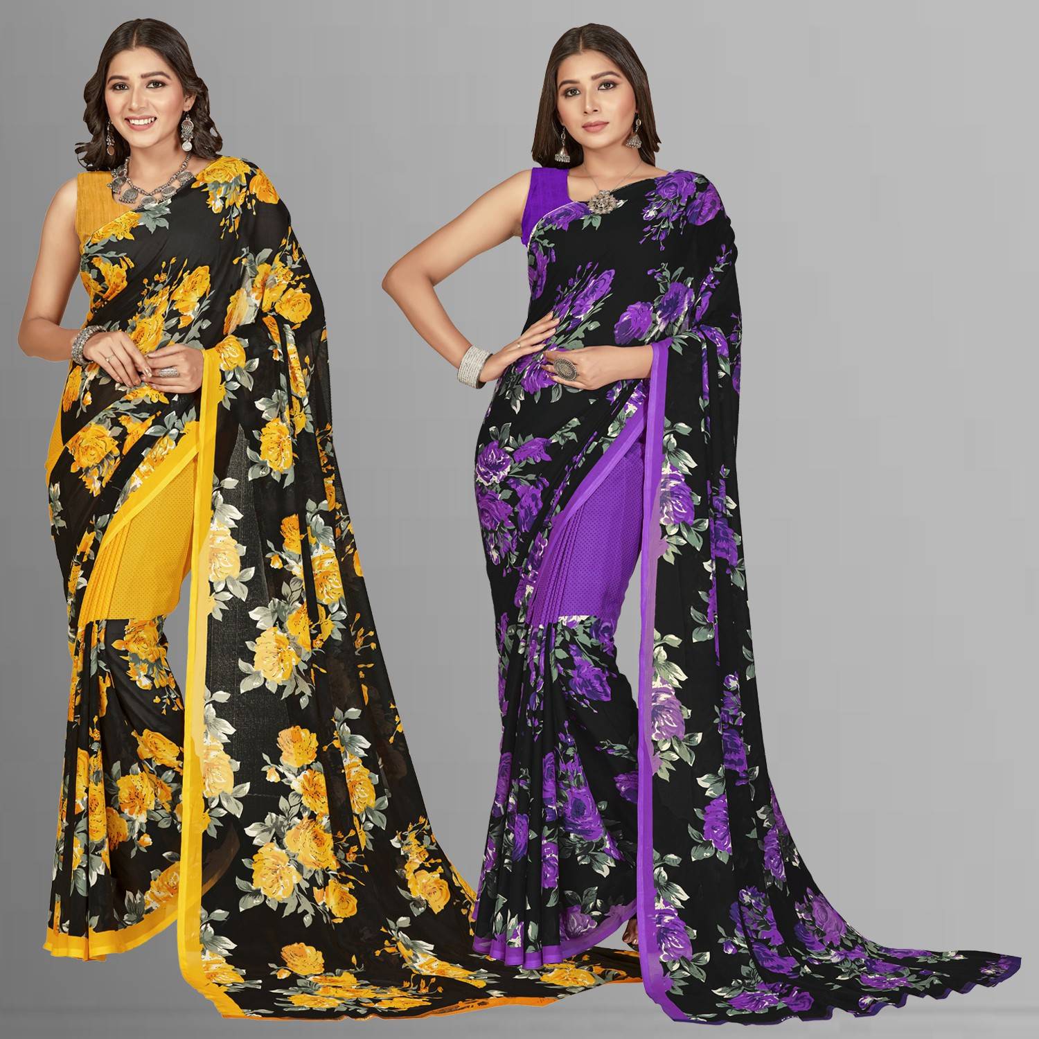Anand Sarees Floral Print Daily Wear Georgette Saree