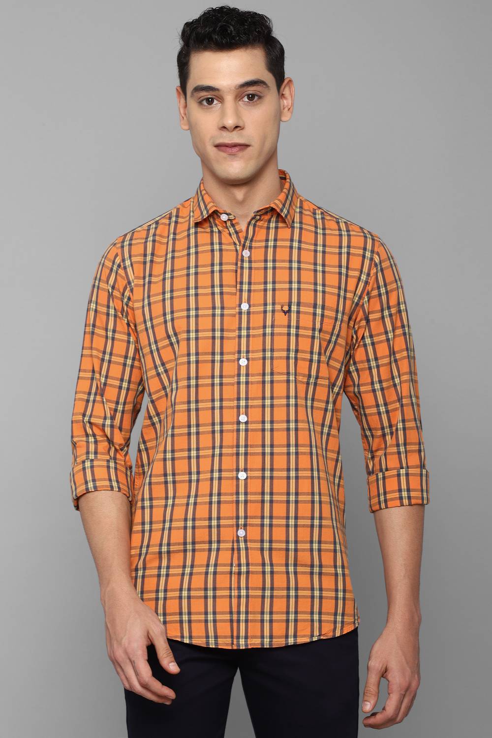 Allen Solly Men Checkered Casual Brown Shirt