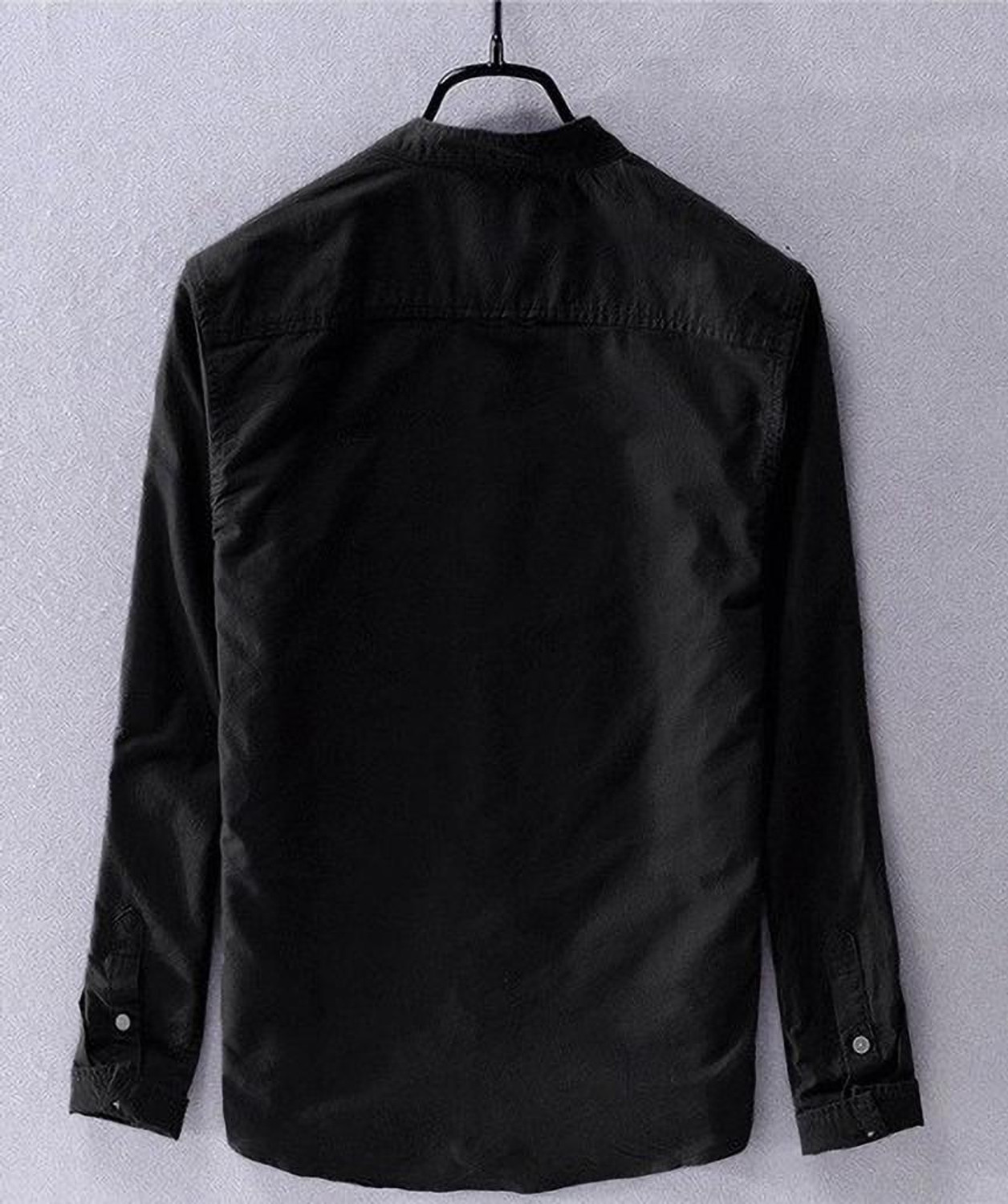Image of Try This Men Solid Casual Black Shirt