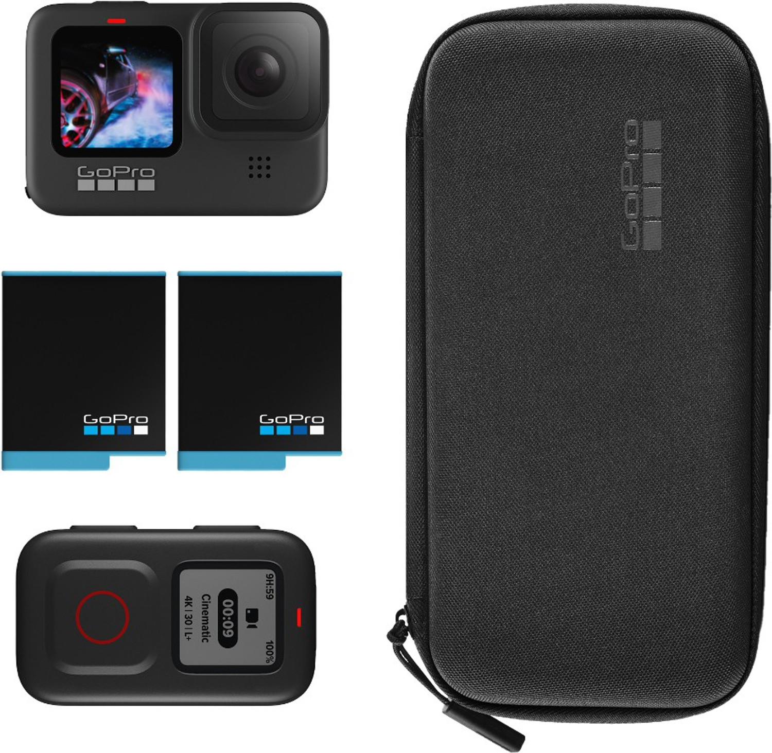 Image of GoPro Hero 9 bundle, with extra Rechargeable Battery, Remote and Case HERO9 Sports and Action Camera