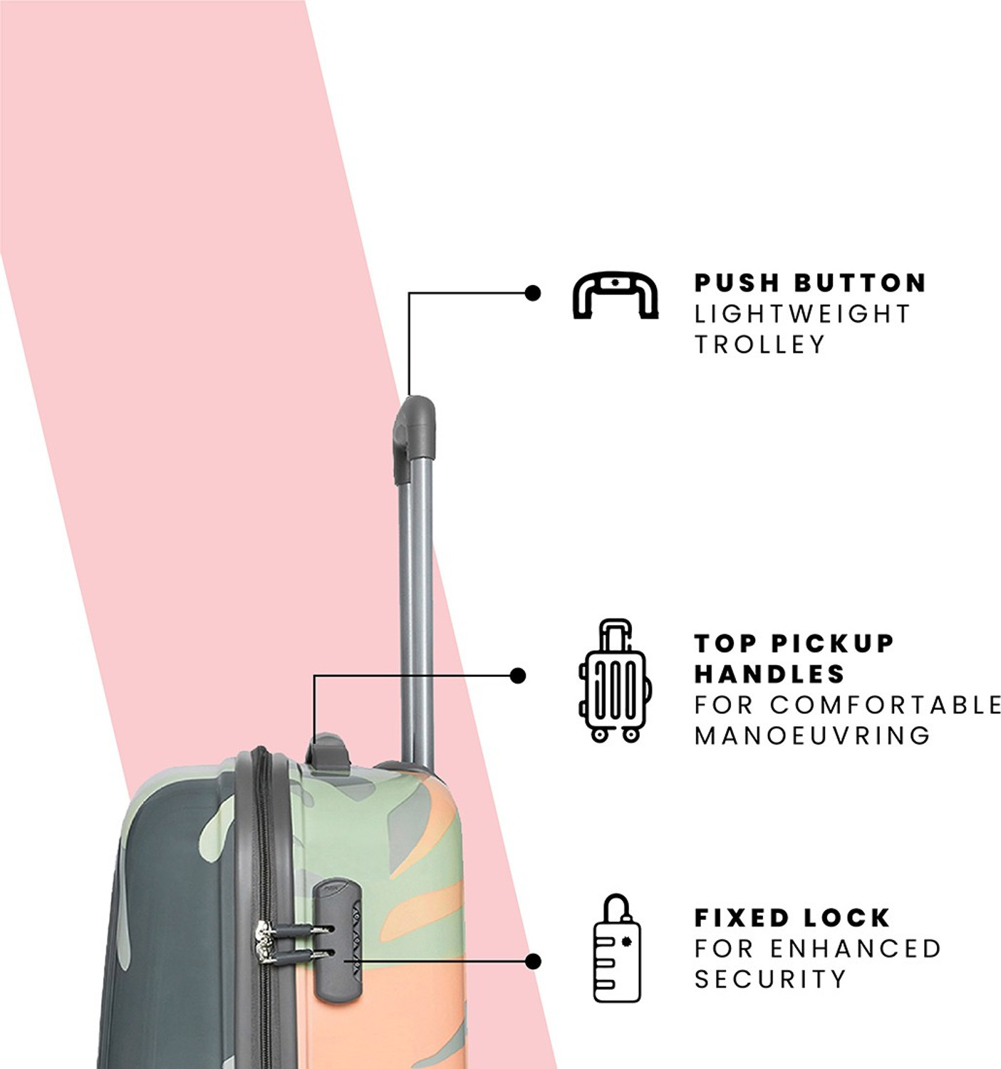 Image of Genie Small Cabin Suitcase (55 cm) 8 Wheels - FLORENTINE 55 - Pink