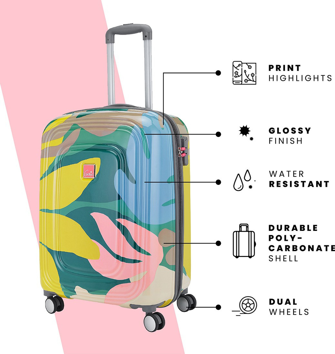 Image of Genie Small Cabin Suitcase (55 cm) 8 Wheels - FLORENTINE 55 - Multicolor