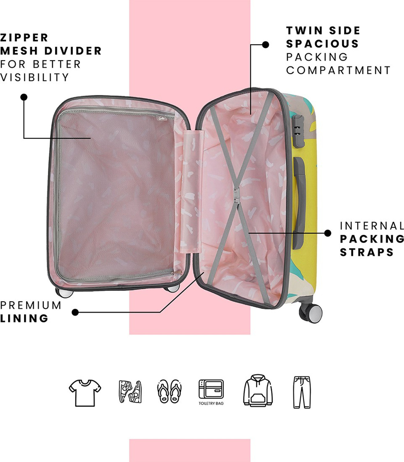 Image of Genie Hard Body Set of 3 Luggage 8 Wheels - FLORENTINE SET 4W Set of 3 (Small 55cm | Medium 66cm | Large 79cm) - Multicolor