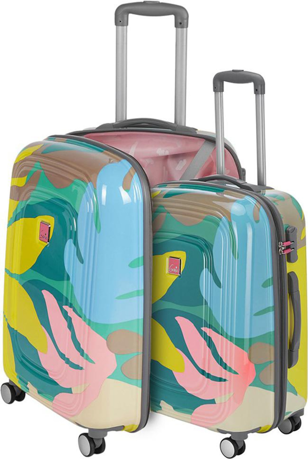 Image of Genie Hard Body Set of 2 Luggage 8 Wheels - FLORENTINE SET 4W Set of 2 (Small 55 cm | Medium 66cm) - Multicolor