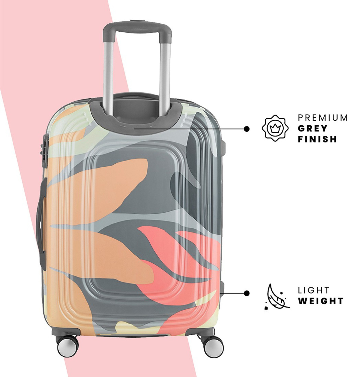 Image of Genie Hard Body Set of 3 Luggage 8 Wheels - FLORENTINE SET 4W - Set of 3 (Small 55cm |Medium 66cm | Large 79cm) - Pink