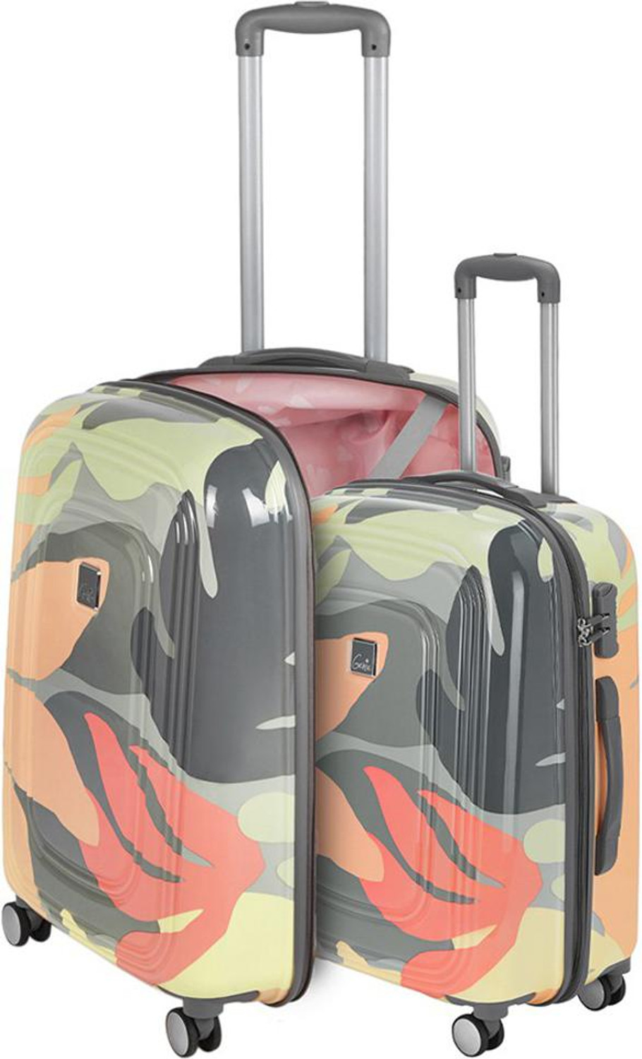Image of Genie Hard Body Set of 2 Luggage 8 Wheels - FLORENTINE SET 4W Set of 2 (Small 55 cm | Medium 66cm) - Pink
