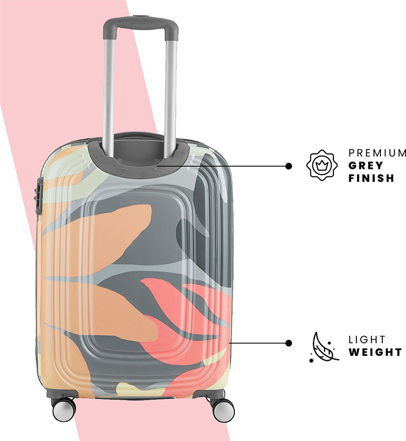 Image of Genie Small Cabin Suitcase (55 cm) 8 Wheels - FLORENTINE 55 - Pink