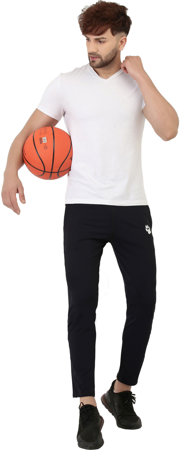Image of Wolf Runner Solid Men Black Track Pants