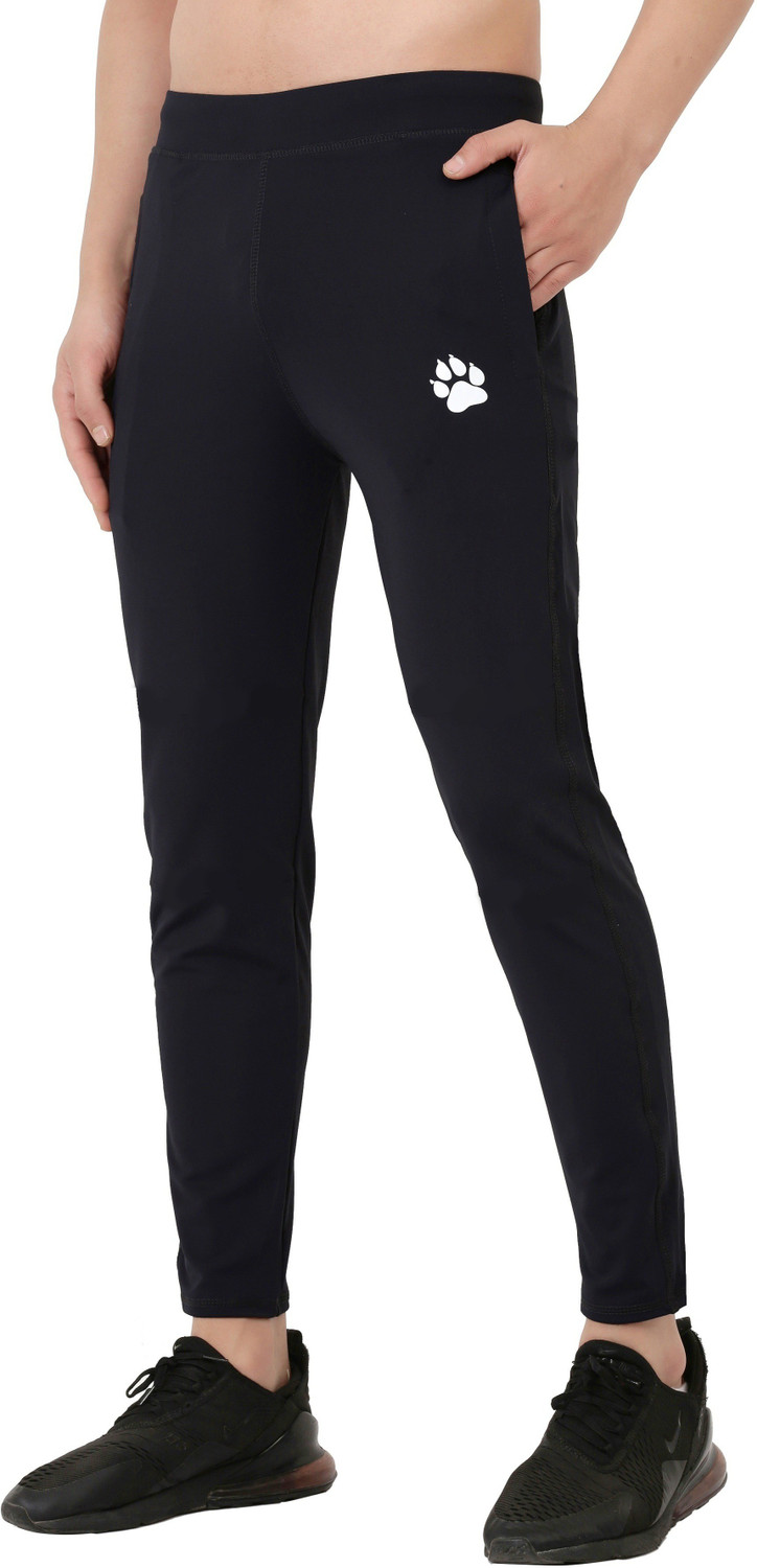 Image of Wolf Runner Solid Men Black Track Pants
