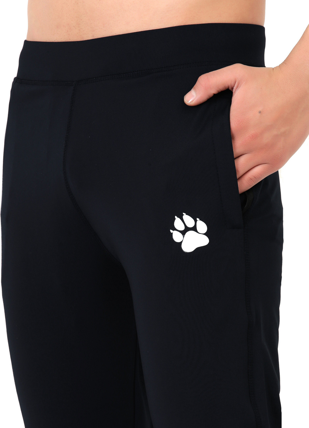 Image of Wolf Runner Solid Men Black Track Pants