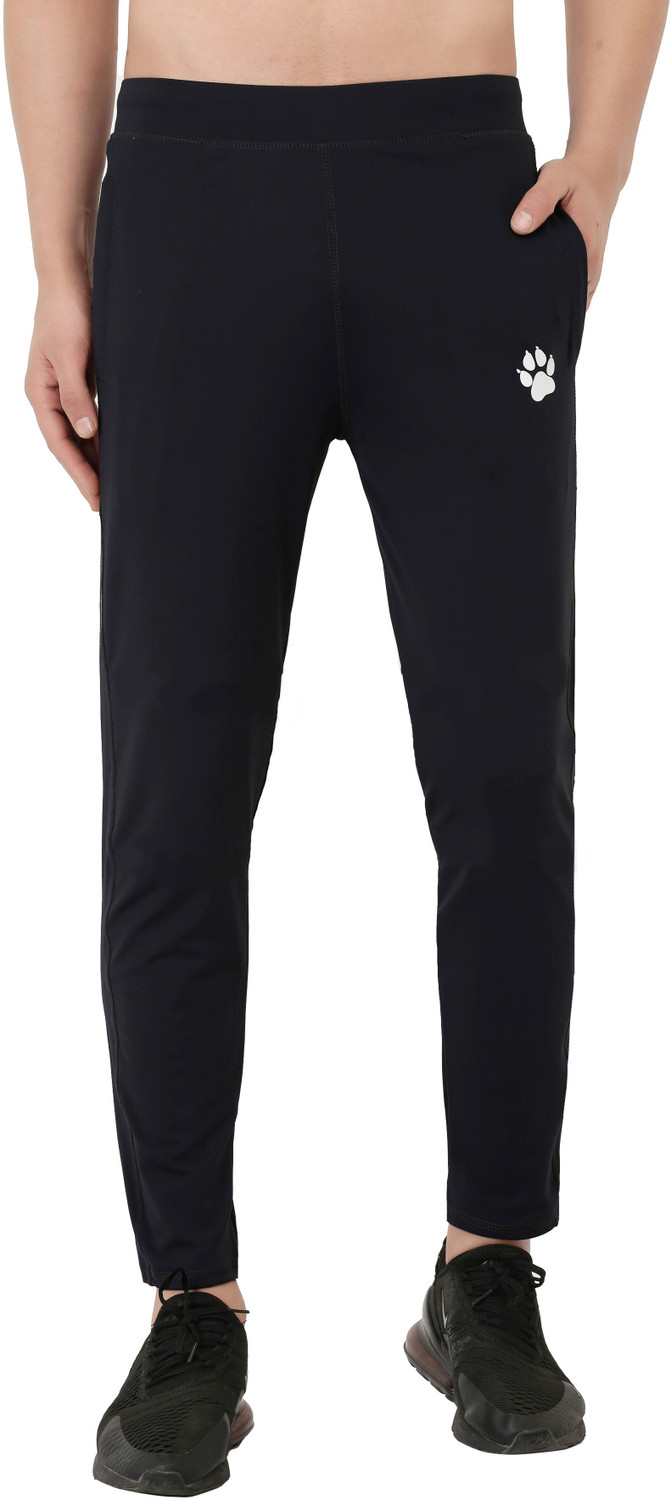 Image of Wolf Runner Solid Men Black Track Pants