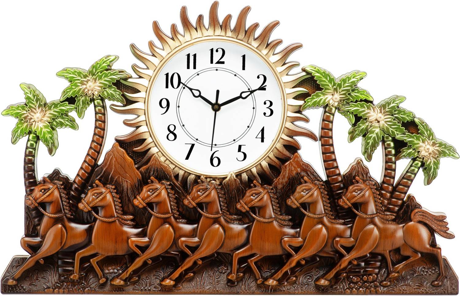 Horse Head Analog 33 cm X 53 cm Wall Clock (Beige, With Glass, St