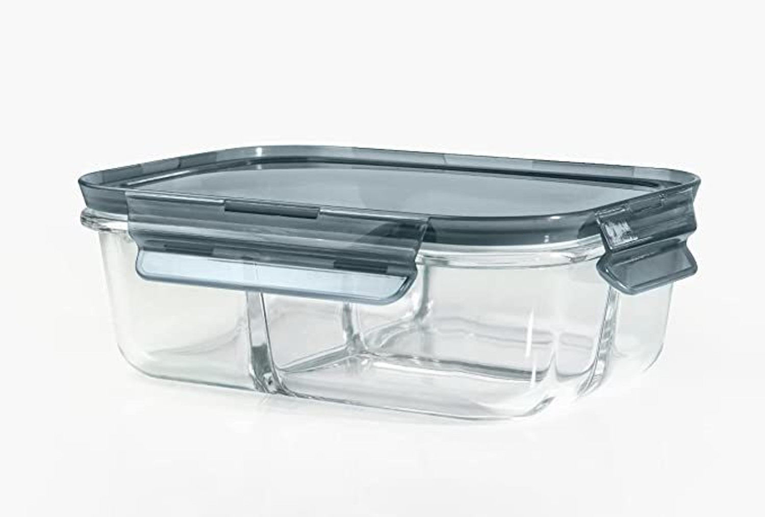 Image of Tap2kaart 3-Compartment Glass Lunch Box With Leak Proof Airtight Lid (Transparent,1PCS) 1 Containers Glass Office Lunch Box