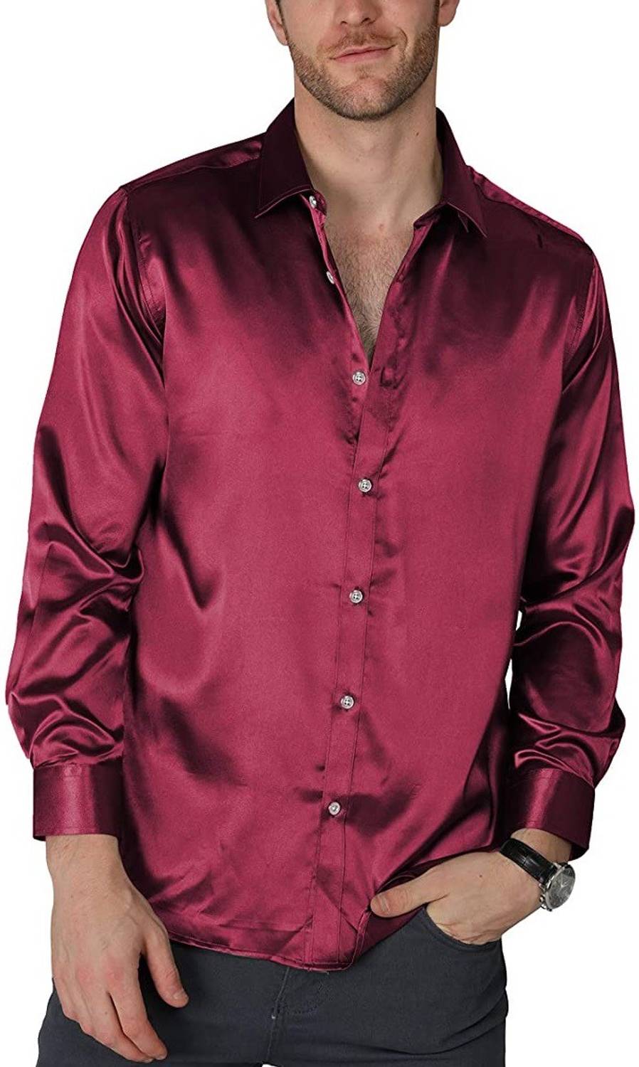 BOWRAIN Men Solid Casual Maroon Shirt