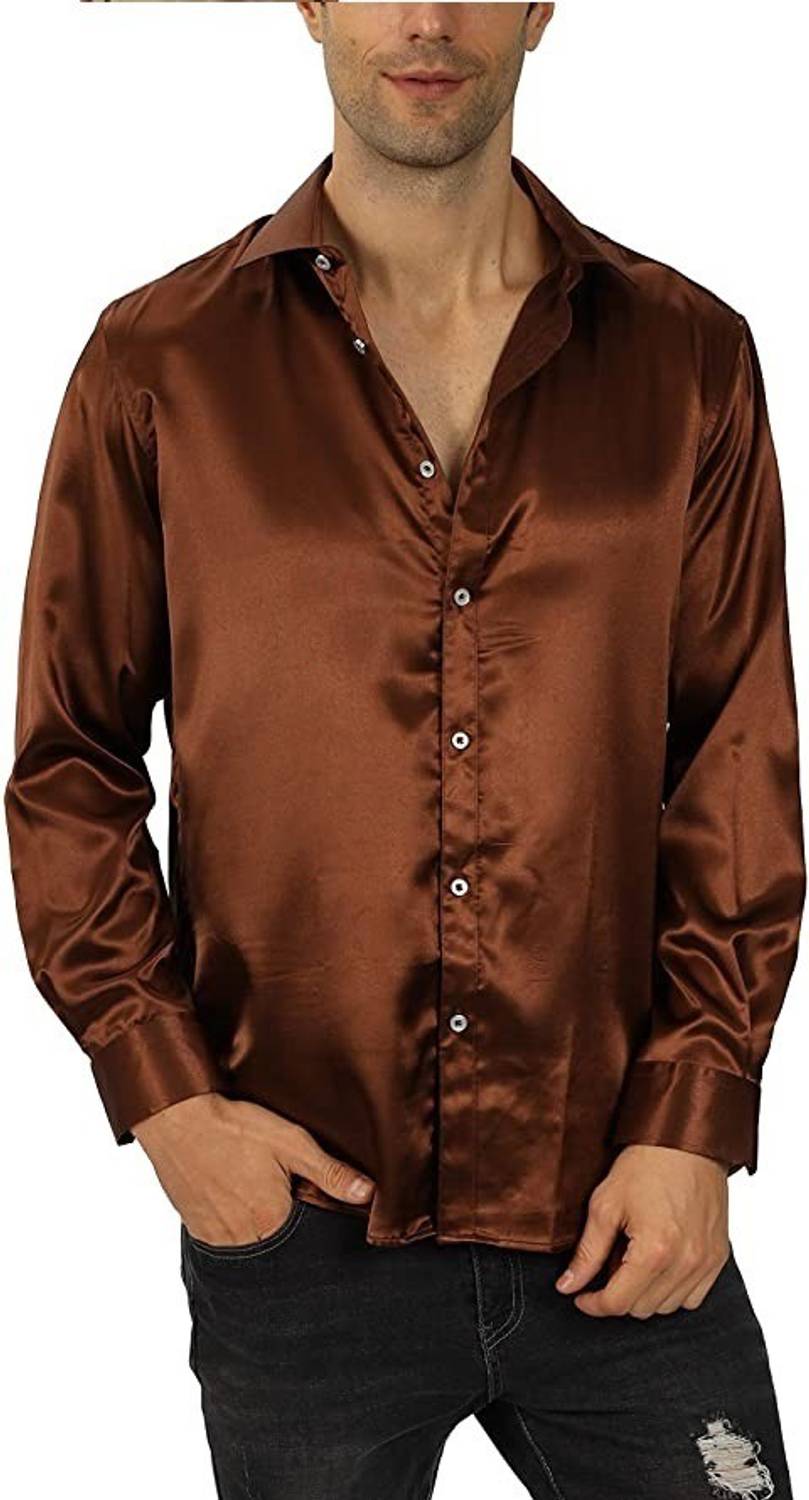 BOWRAIN Men Solid Casual Brown Shirt