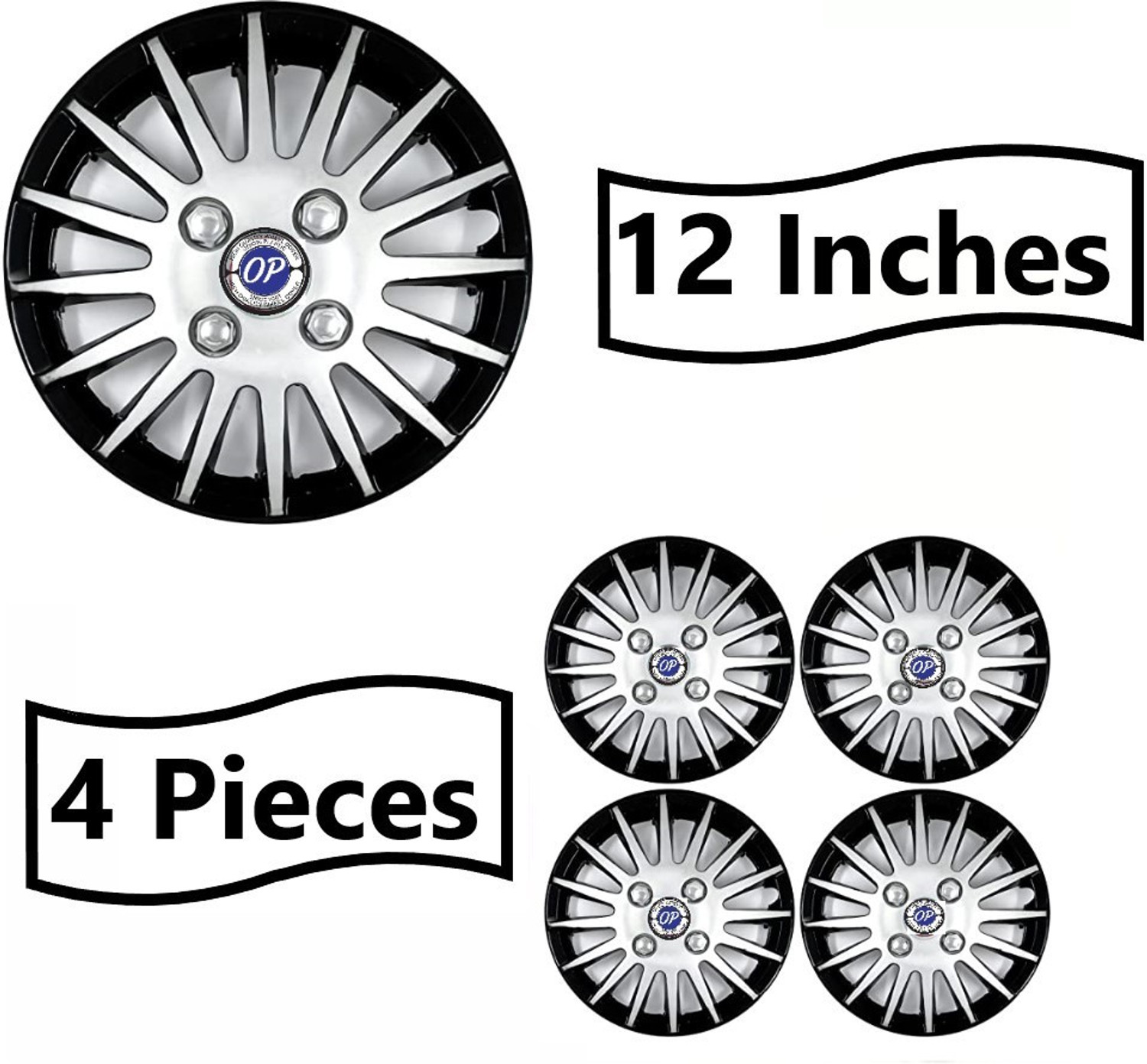 Image of soni enterprises 12INCH SILVER BLACK WHEEL COVER FOR Maruti Omni VAN CAR Wheel Cover For Universal For Car Universal For Car